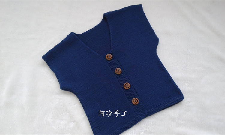 【阿珍手工】藍玫-馬甲外套—九色鹿9212美麗諾 - 阿珍 - 阿珍手工編織