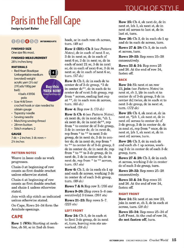 Crochet World October 2015 - 輕描淡寫 - 輕描淡寫
