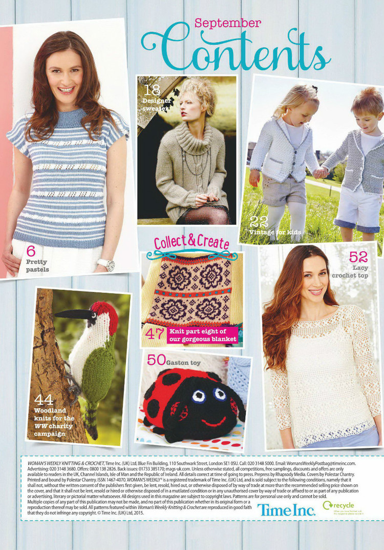 Womans Weekly Knitting  Crochet  September 2015 - 輕描淡寫 - 輕描淡寫