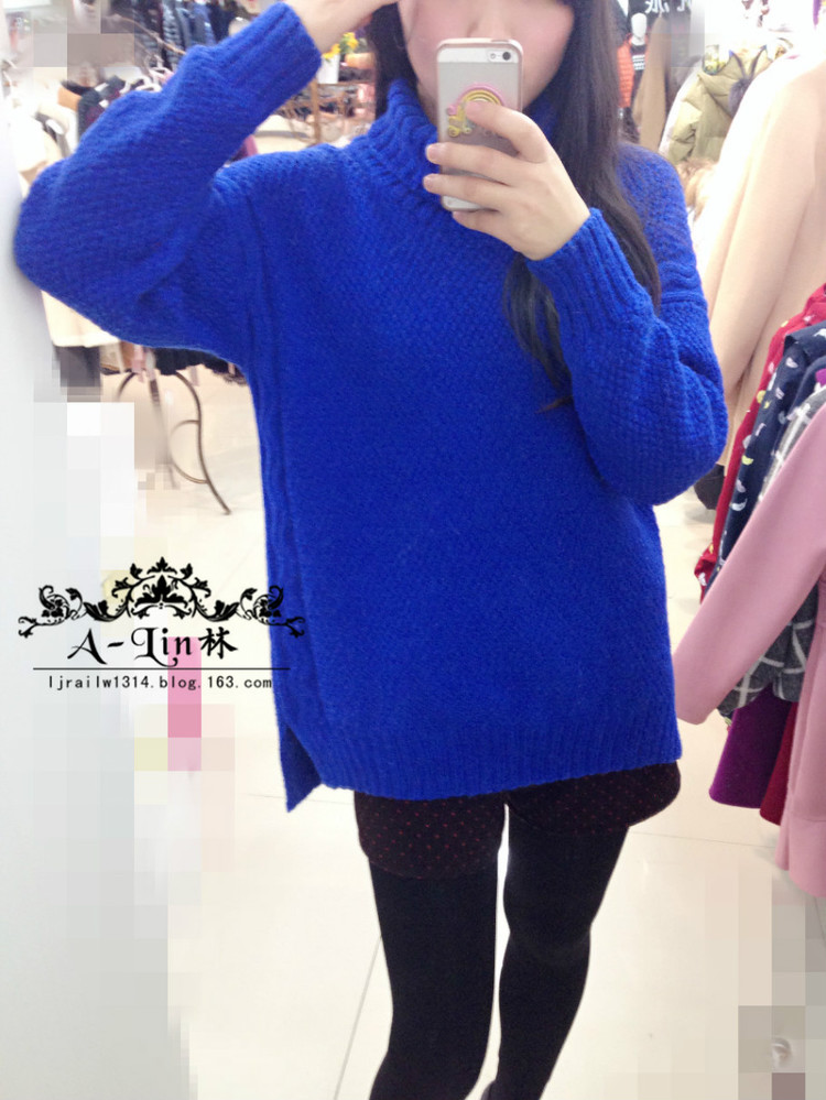 【A-Lin林】黛藍--大氣高領(lǐng)寬松休閑毛衣（仿淘寶） - A-Lin林 - A-Lin的手工博客