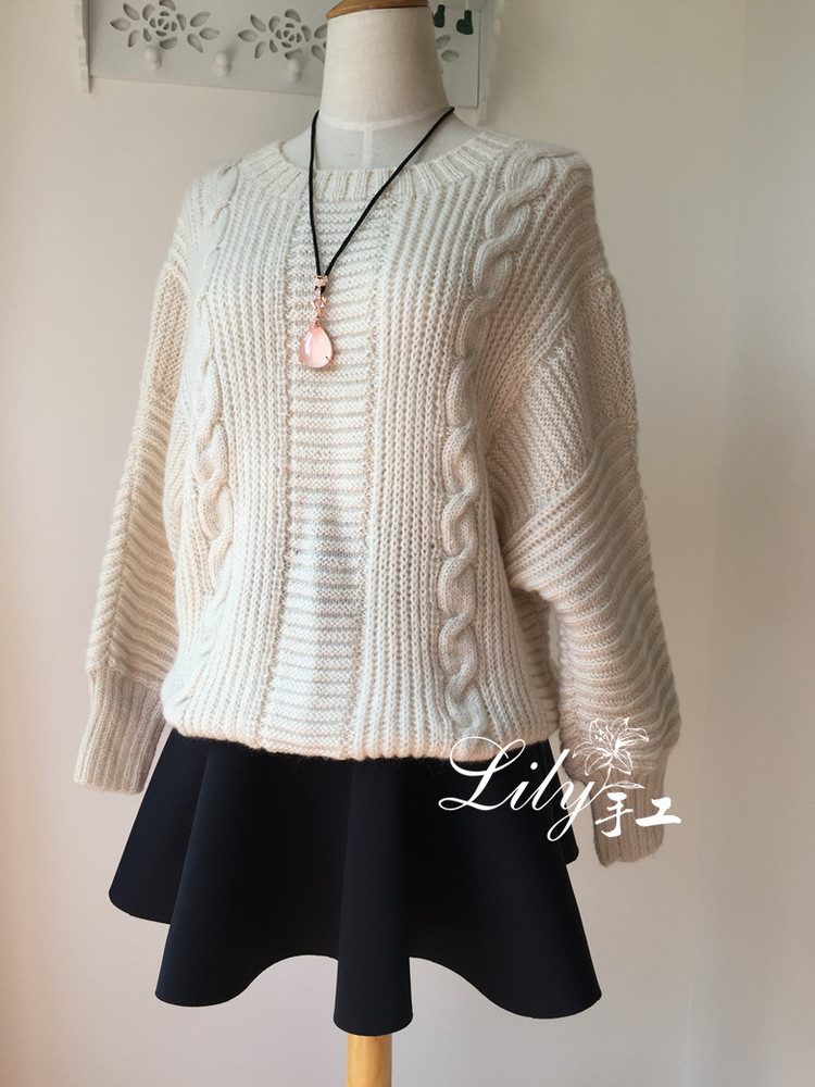 【Lily手工】--怡顏--白色蝙蝠袖休閑毛衣 - Lily - Lily的手工編織天地