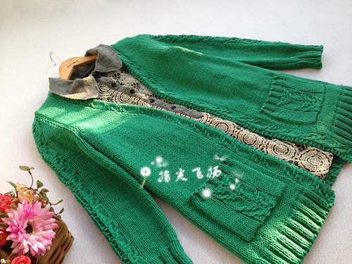 子衿（1526）---綠色粗棉實(shí)用開(kāi)衫 - 指尖飛揚(yáng) - 指尖飛揚(yáng)