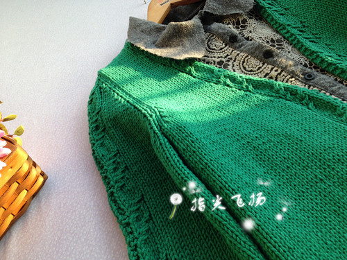 子衿（1526）---綠色粗棉實(shí)用開(kāi)衫 - 指尖飛揚(yáng) - 指尖飛揚(yáng)