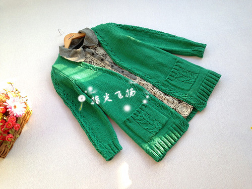 子衿（1526）---綠色粗棉實(shí)用開(kāi)衫 - 指尖飛揚(yáng) - 指尖飛揚(yáng)