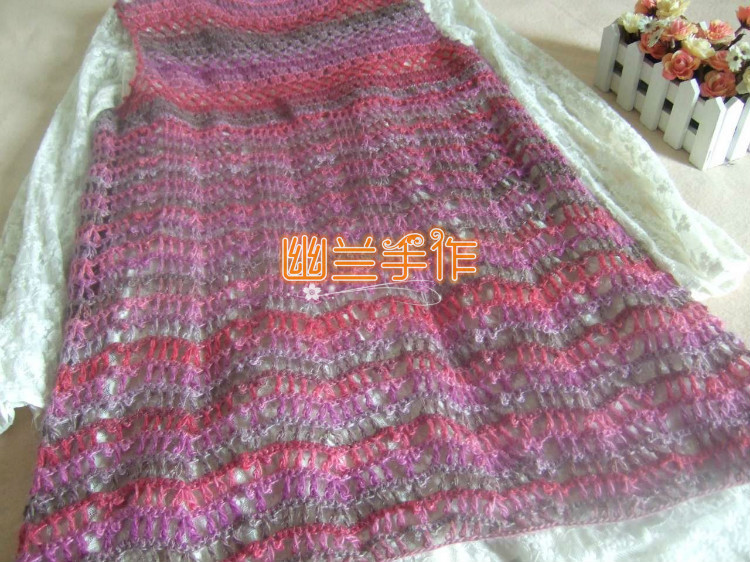 水墨玫瑰～～～中長款段染開衫背心 - 空谷幽蘭 - 指間的溫柔
