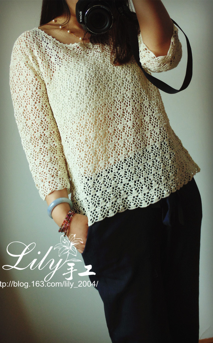 【Lily手工】--1522--芷若--2015歐編新款罩衫 - Lily - Lily的手工編織天地